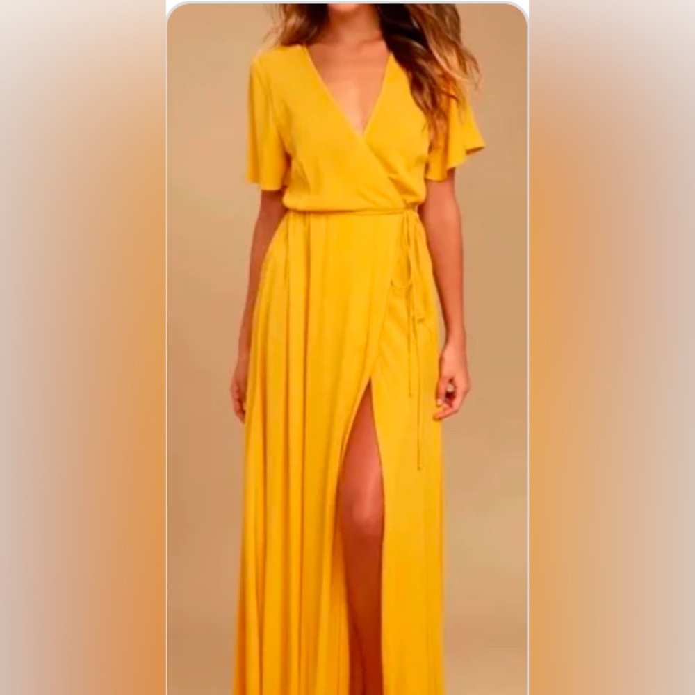 LULUS Pretty Golden Yellow Maxi Wrap Dress